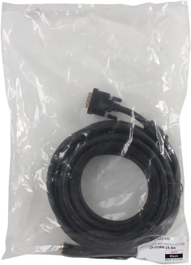 Alt view image 3 of 3 - Coboc Model CO-DDMM-25-BK 25 ft.Cl2 Rated Black Color 28AWG Solid Copper Conductor DVI-D Dual-Link(24+1) Male to Male Digital Video Cable w/ Ferrite Cores,Gold Plated,
