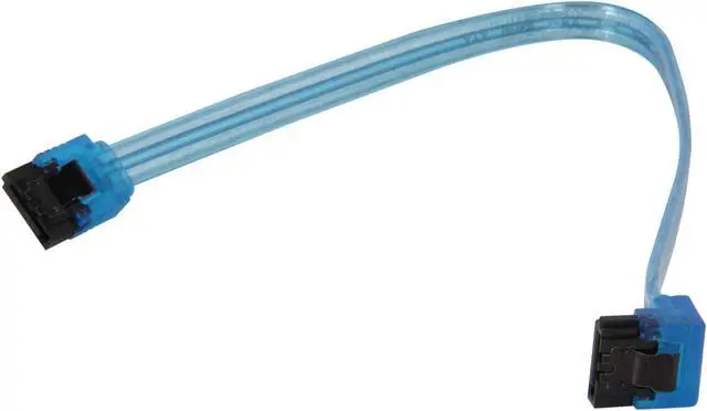 Alt view image 2 of 3 - Coboc Model SC-SATA3-10-LL-BL-90 10" 90 Degree to 180 Degree SATA III 6Gb/s Data Cable w/Latch,UV Blue