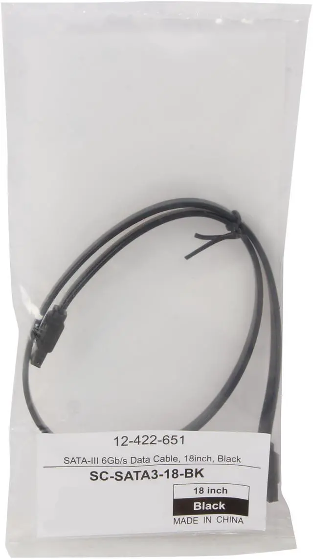 Alt view image 3 of 3 - Coboc Model SC-SATA3-18-BK 18" SATA III 6Gb/s Data Cable,Black