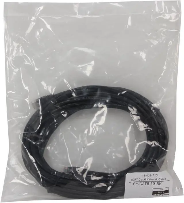 Alt view image 3 of 3 - Coboc CY-CAT6-30-BK 30ft. 24AWG Snagless Cat 6 Black Color 550MHz UTP Ethernet Stranded Copper Patch cord /Molded Network lan Cable