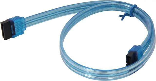 Alt view image 2 of 3 - Coboc Model SC-SATA3-18-LL-BL 18" Serial ATASATA III 6Gb/s Data Cable w/Latch,UV Blue