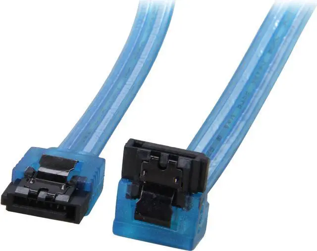 Main image of Coboc Model SC-SATA3-18-LL-BL-90 18" 90 Degree to 180 Degree Serial ATASATA III 6Gb/s Data Cable w/Latch,UV Blue