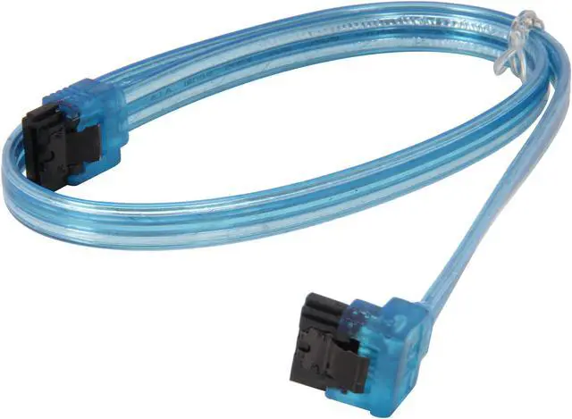 Alt view image 2 of 3 - Coboc Model SC-SATA3-18-LL-BL-90 18" 90 Degree to 180 Degree Serial ATASATA III 6Gb/s Data Cable w/Latch,UV Blue