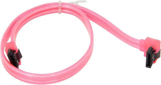 Alt view image 2 of 3 - Coboc Model SC-SATA3-18-LL-RD-90 18" 90 Degree to 180 Degree SATA III 6Gb/s Data Cable w/ Latch, UV Red