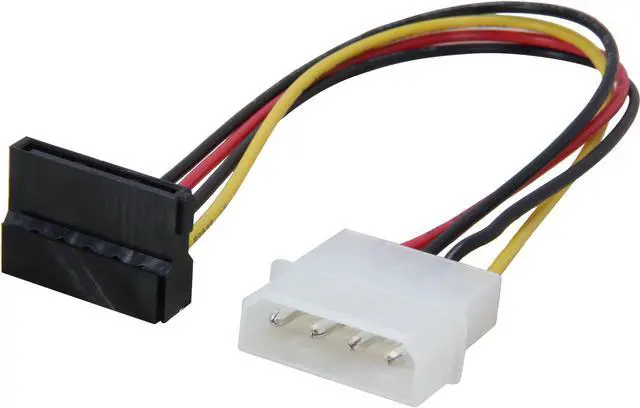 Main image of Coboc Model SC-PWA-MOL-8-SATA-F 8" Molex 4-pin LP4 Male to SATA Power 15-pin 90-Degree Adapter Converter Cable