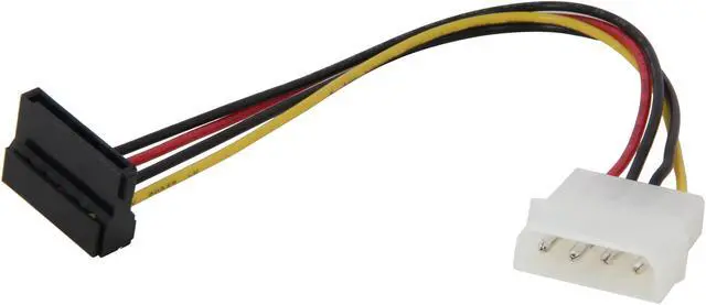 Alt view image 2 of 3 - Coboc Model SC-PWA-MOL-8-SATA-F 8" Molex 4-pin LP4 Male to SATA Power 15-pin 90-Degree Adapter Converter Cable