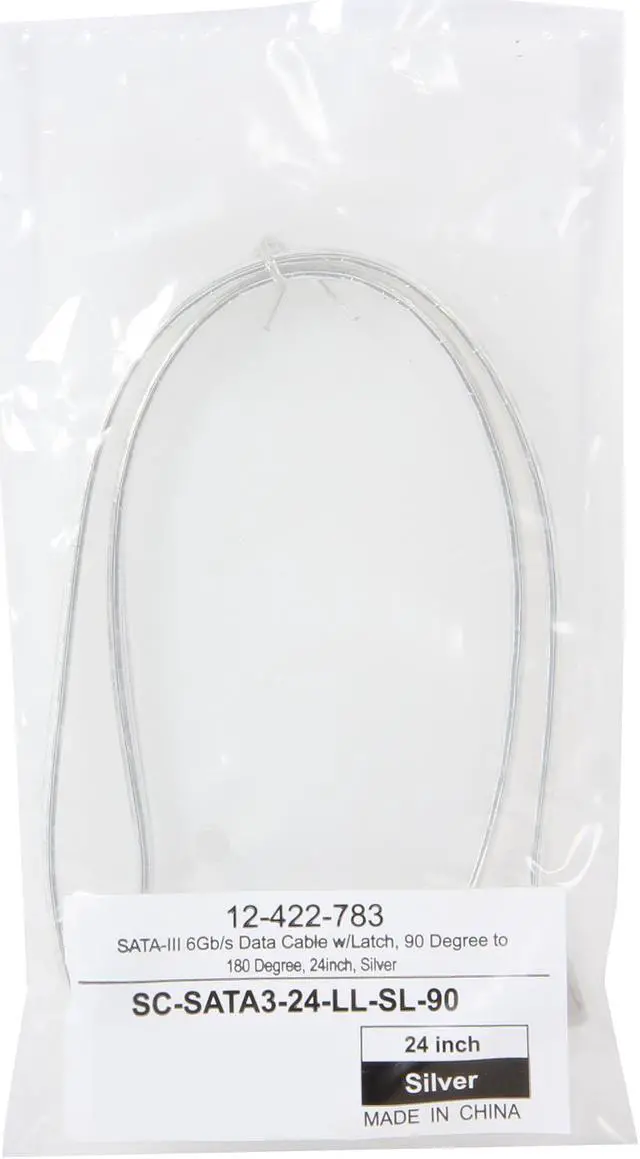 Alt view image 3 of 3 - Coboc Model SC-SATA3-24-LL-SL-90 24" 90 Degree to 180 Degree SATA III 6Gb/s Data Cable w/Latch,Silver