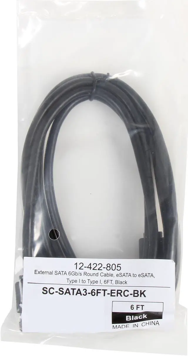 Alt view image 3 of 3 - Coboc Model SC-SATA3-6FT-ERC-BK 6 ft. Shielded External SATA 6Gb/s eSATA to eSATA Data Cable for Hard Disk Drive/HDD/SSD Enclosure,Black