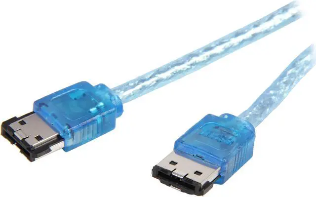 Main image of Coboc Model SC-SATA3-36-ESC-BL 3 ft. Shielded External SATA 6Gb/s eSATA to eSATA Data Cable for Hard Disk Drive/HDD/SSD Enclosure,UV Blue