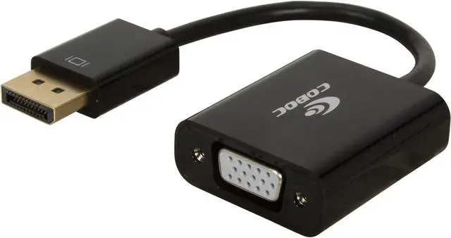 Main image of Coboc CL-AD-DP2VGA-6-BK 6-inch Dongle-style DisplayPort to VGA Active Adapter Converter, Gold Plated, Black - DP to VGA - 1920 x 1200 Resolution