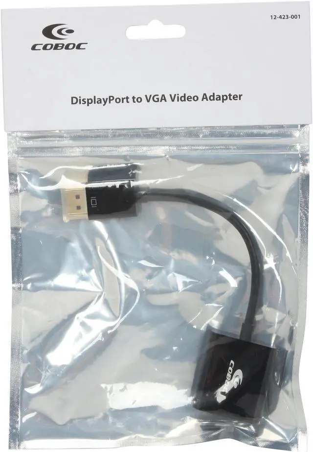 Alt view image 3 of 3 - Coboc CL-AD-DP2VGA-6-BK 6-inch Dongle-style DisplayPort to VGA Active Adapter Converter, Gold Plated, Black - DP to VGA - 1920 x 1200 Resolution