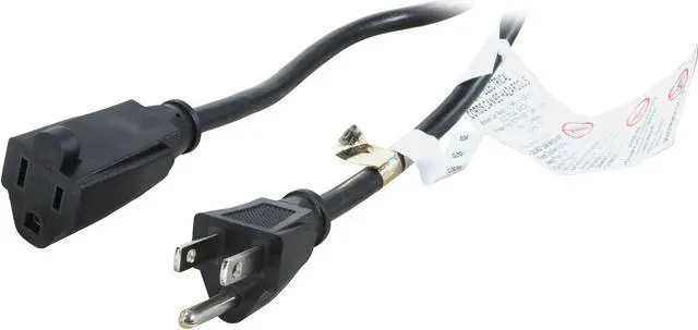 Main image of Coboc PW-18515PR-15-BK 15ft 16AWG Outlet Saver Power Extension Cord (NEMA 5-15P to NEMA 5-15R), Black