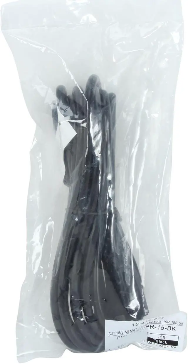 Alt view image 3 of 3 - Coboc PW-18515PR-15-BK 15ft 16AWG Outlet Saver Power Extension Cord (NEMA 5-15P to NEMA 5-15R), Black