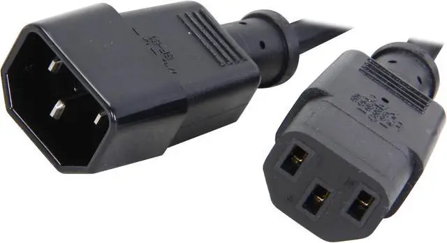 Main image of Coboc PW-18C13C14-6-BK 6ft 18AWG Computer Power Cord Extension Cable w/ 3 Conductor PC/Monitor (IEC320C13 to IEC320 C14),Black