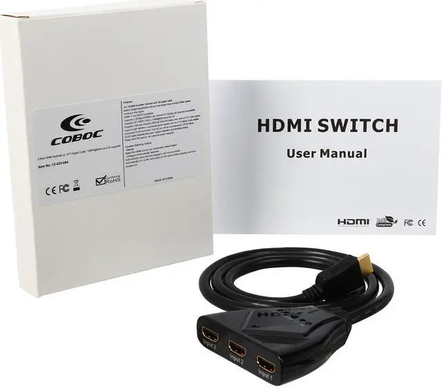 Alt view image 5 of 5 - Coboc HA-HMSW-3X1PT 3 Port 3-In 1-Out Pigtail HDMI V1.4 Amplified Switch Switcher w/ 3D HDCP 1080P Support, with 3 ft. Pigtail Cable