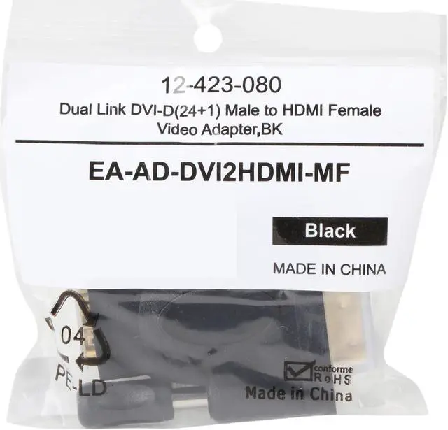 Alt view image 6 of 6 - Coboc EA-AD-DVI2HDMI-MF Black Color Dual Link DVI-D (24+1) Male to HDMI Female Digital Video Adapter, Gold Plated