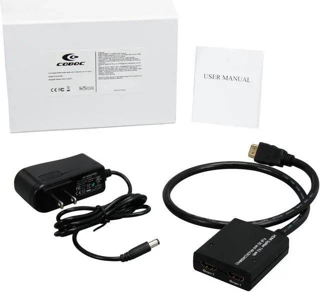 Alt view image 5 of 5 - Coboc HM4K-SPL-1X2PT 2 Port 1 in 2 out Pigtail HDMI V1.4 Amplified Splitter w/ 4K*2K,3D HDCP 1080P Support