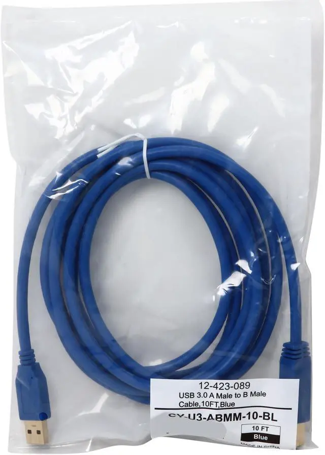 Alt view image 3 of 3 - Coboc CY-U3-ABMM-10-BL Blue SuperSpeed 5Gbps USB 3.0  A Male to B Male Cable,Gold Plated,Blue