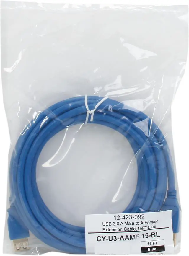Alt view image 3 of 3 - Coboc CY-U3-AAMF-15-BL Blue SuperSpeed 5 Gbps USB 3.0 A Male to A Female Extension Cable, Gold Plated