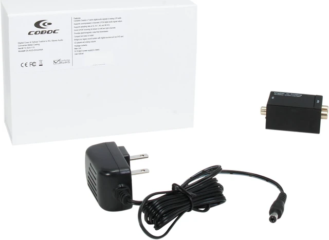 Alt view image 6 of 6 - Coboc EA-AUD-DIG2ANA SPDIF Digital Coax & Optical Toslink to Analog Stereo RCA L/R Audio Converter Adapter Metal Cover - 2CH-LPCM 24-bit/96KHz DAC