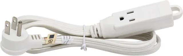 Alt view image 2 of 3 - Coboc Model PW-16SL515P3R-6-WH 6ft. 16AWG Slender Flat Plug Grounded 3-prong  to 3-Outlet Wall Hugger Household Extension Cord (NEMA 5-15P /3 x 5-15R), White
