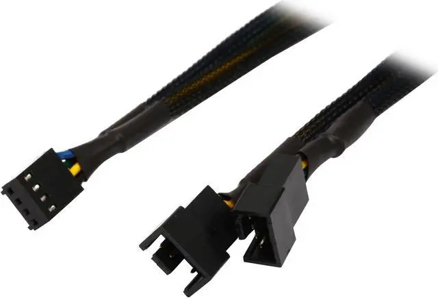 Main image of Coboc TX4SPL2-12 1 ft. Sleeved 12 inch 1 to Two(2) x 4-pin TX4 PWM Fan Power Splitter Cable (Net Jacket) Female to Male