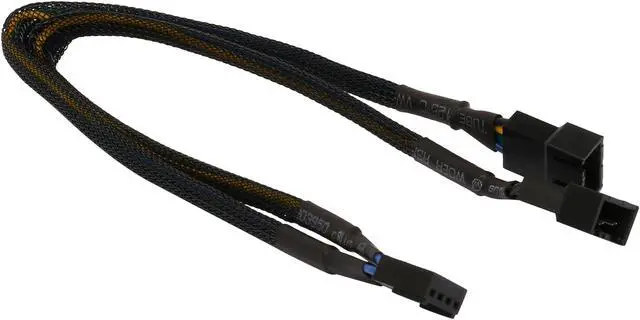 Alt view image 2 of 3 - Coboc TX4SPL2-12 1 ft. Sleeved 12 inch 1 to Two(2) x 4-pin TX4 PWM Fan Power Splitter Cable (Net Jacket) Female to Male