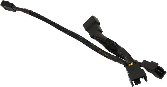 Alt view image 2 of 3 - Coboc TX4SPL3-16 8 in. / 4 in. / 4 in. Sleeved 16 inch 1 to Three(3) x 4-pin TX4 PWM Fan Power Splitter Cable(Net Jacket)