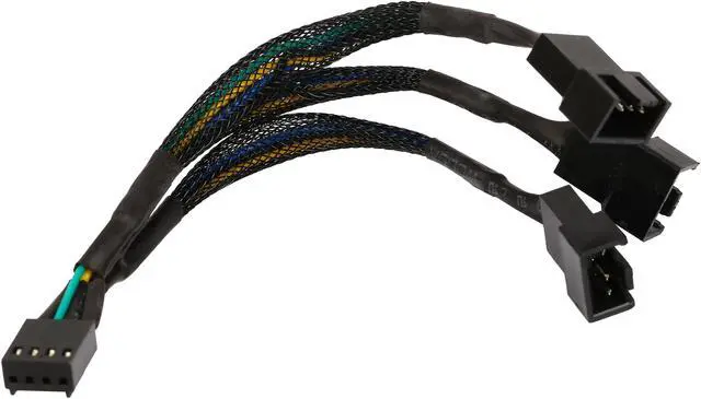 Alt view image 2 of 3 - Coboc TX4SPL3-6 6.1 in. Sleeved 6 inch 1 to Three(3) x 4-pin TX4 PWM Multi-Fan Power Splitter Cable(Net Jacket) Female to Male