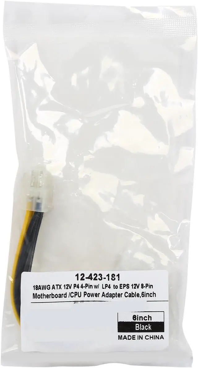 Alt view image 3 of 3 - Coboc EPSADLP48-6 6inch ATX 12V P4 4-Pin with Molex LP4  to EPS 12V 8-Pin Motherboard /CPU Power Supply Adapter Converter Cable,F/M