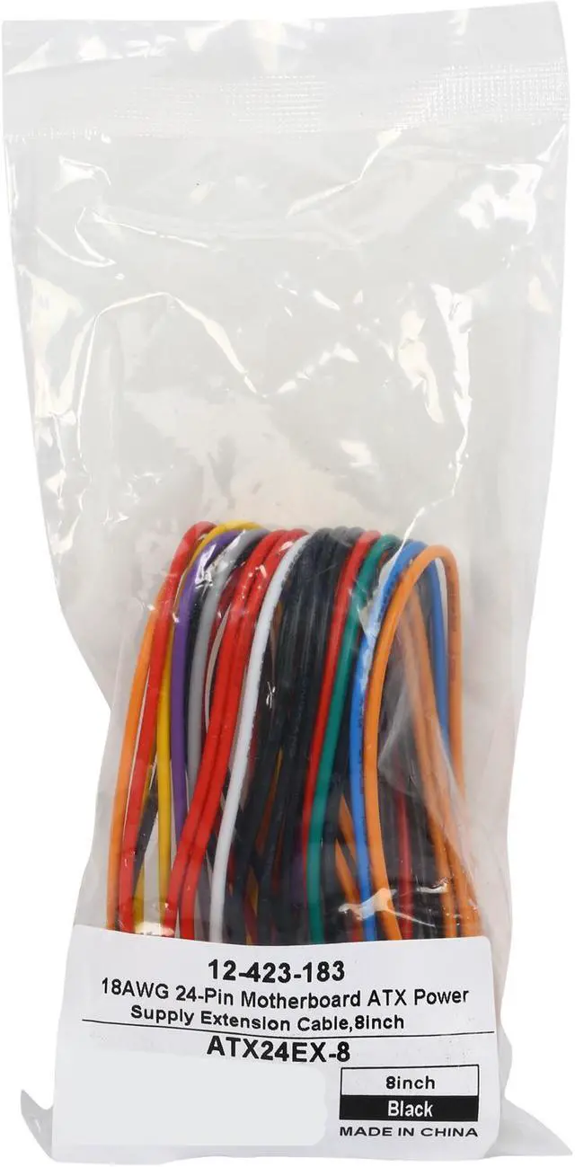 Alt view image 3 of 3 - Coboc ATX24EX-8 8 in. 24 Pin Motherboard ATX Power Supply Extension Cable,F/M Female to Male