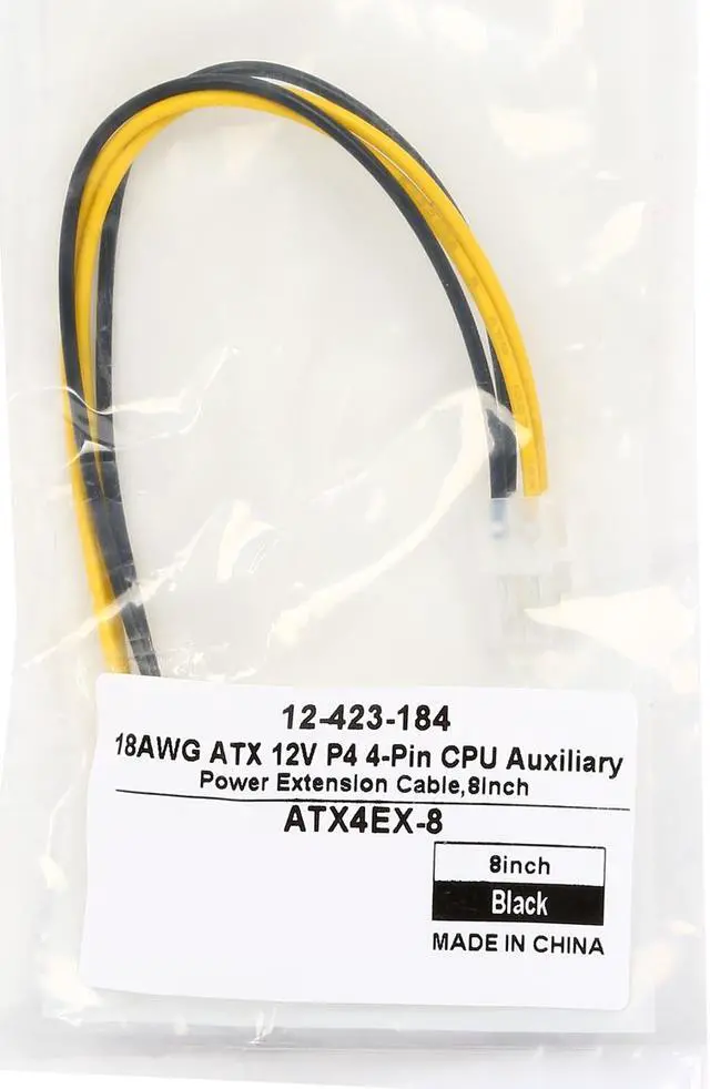 Alt view image 3 of 3 - Coboc ATX4EX-8 8 in. ATX 12V P4 4-Pin CPU Auxiliary Power Extension Cable,F/M
