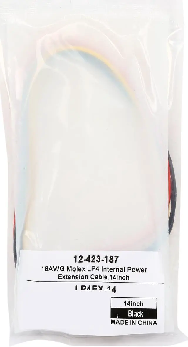 Alt view image 3 of 3 - Coboc LP4EX-14 1.16 ft. 4 pin Molex LP4 Internal Power Extension Cable, F/M