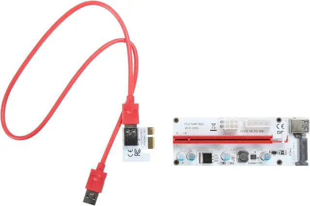 Alt view image 5 of 6 - COBOC RISER-1X216X-3IN1 USB3.0 PCI-E PCI Express 1X to 16X Riser Cable Card Adapter w/ SATA 15pin,Molex 4pin and PCIe 6pin Power Slot,60CM USB 3.0 Cable Dedicated for BTC Bitcoin,LTC,ETH - White