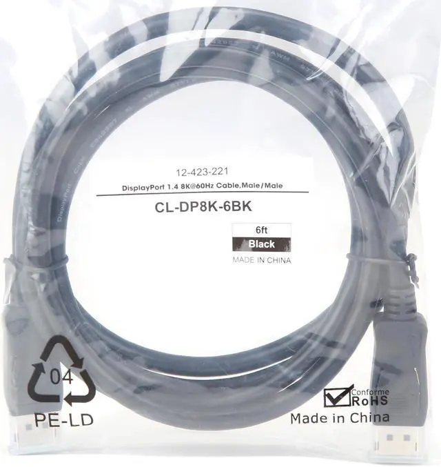 Alt view image 3 of 3 - Coboc CL-DP8K-6BK DisplayPort to DisplayPort 1.4 Cable, DP 1.4 Male to Male - 8K@60Hz Resolution Ready DP to DP Cable in Black - 6FT