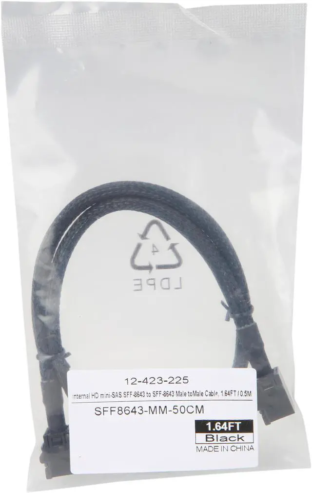 Alt view image 3 of 3 - Coboc SFF8643-MM-50CM  Internal HD mini-SAS SFF-8643 to SFF-8643 Male to Male Cable - 1.64FT / 0.5M
