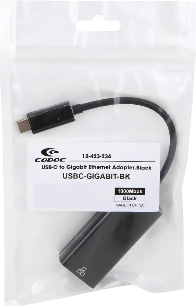 Alt view image 5 of 5 - Coboc USBC-GIGABIT-BK USB Type C to Gigabit Ethernet Adapter 10/100/1000 Mbps C Type USB to RJ45 LAN Network for PC and Mac