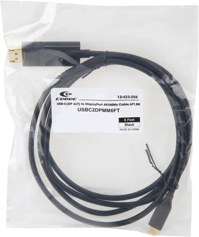Alt view image 3 of 3 - Coboc USBC2DPMM6FT USB-C Type C(Thunderbolt 3 Compatible) to DP DispayPort 4K@60Hz Cable,Compatible MacBook Pro 2018/2017, iPad Pro/MacBook Air 2018, Dell XPS 15/13, Yoga 910, Samsung S8 - 6 ft.