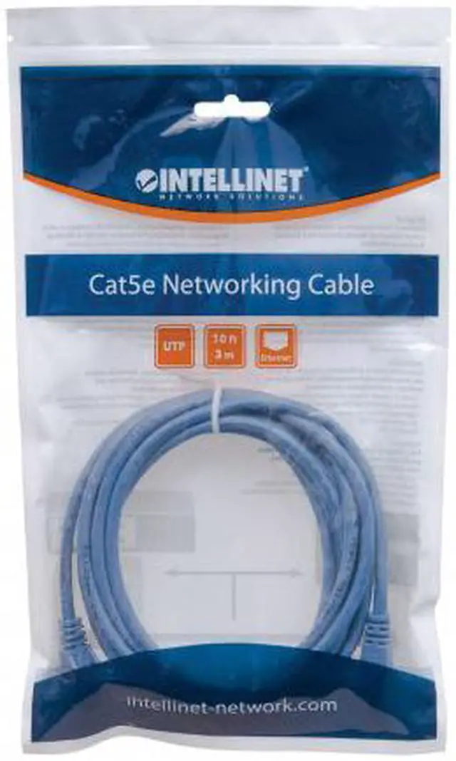 Alt view image 4 of 4 - Intellinet Network Cable, Cat5e, UTP, RJ45 Male / RJ45 Male, 3.0 m (10 ft.), Blue