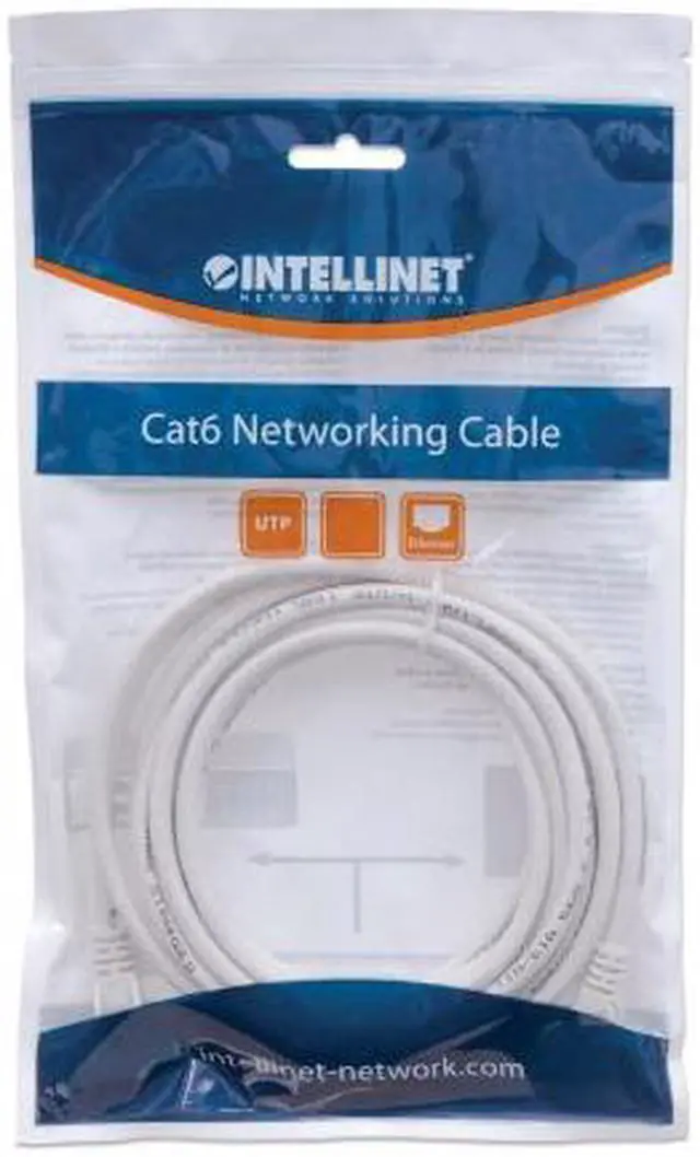 Alt view image 4 of 4 - Intellinet Network Cable, Cat6, UTP, RJ45 Male / RJ45 Male, 15.0 m (50 ft.), White