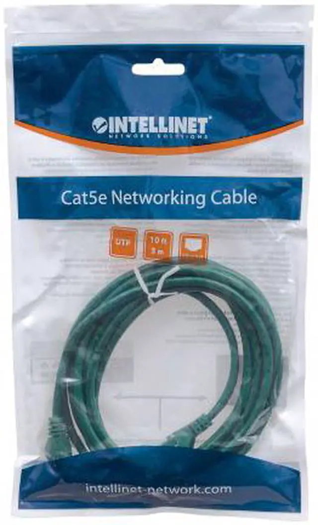 Alt view image 4 of 4 - Intellinet Network Cable, Cat5e, UTP, RJ45 Male / RJ45 Male, 3.0 m (10 ft.), Green
