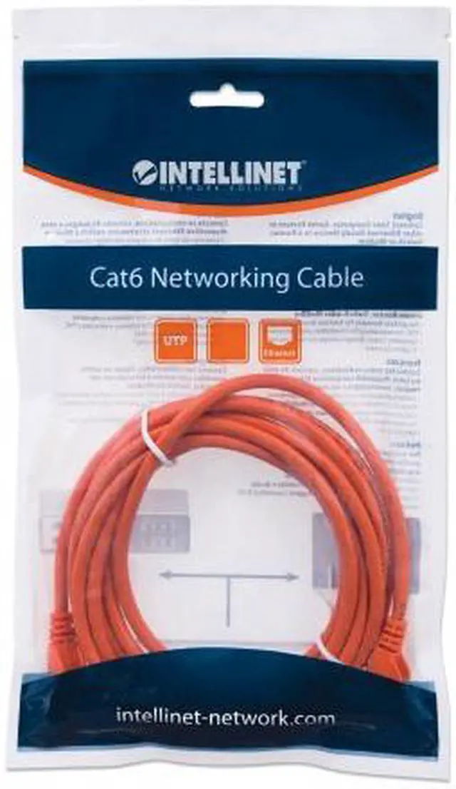 Alt view image 5 of 5 - Intellinet Network Cable, Cat6, UTP, RJ45 Male / RJ45 Male, 1.0 m (3 ft.), Orange