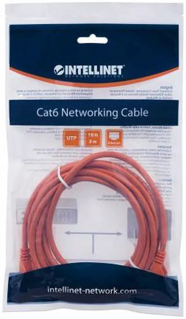 Alt view image 5 of 5 - Intellinet Network Cable, Cat6, UTP, RJ45 Male / RJ45 Male, 3.0 m (10 ft.), Orange