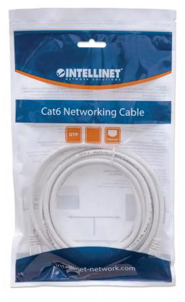 Alt view image 4 of 4 - Intellinet Network Cable, Cat6, UTP, RJ45 Male / RJ45 Male, 5.0 m (14 ft.), White