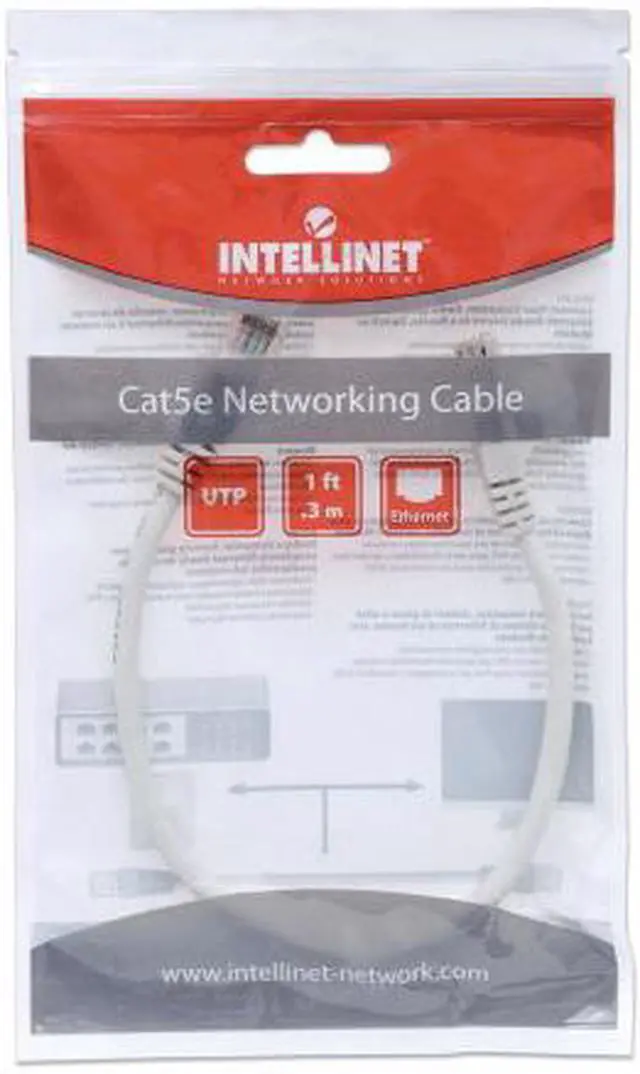 Alt view image 5 of 5 - Intellinet Network Cable, Cat5e, UTP, RJ45 Male / RJ45 Male, 0.3 m (1 ft.), White