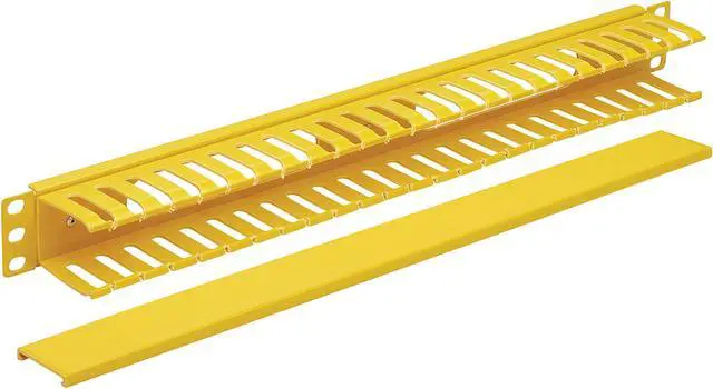 Alt view image 2 of 8 - Tripp Lite SRCABLEDUCT1UFC Horizontal Cable Manager Finger Duct with Cover Yellow 1URM