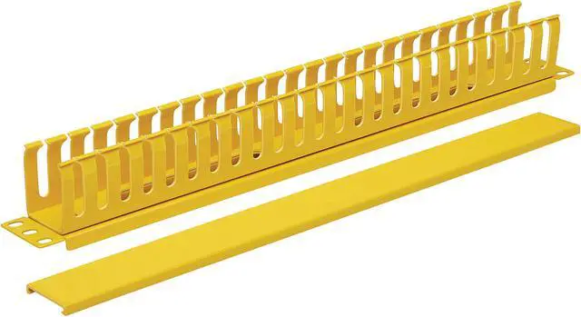 Alt view image 4 of 8 - Tripp Lite SRCABLEDUCT1UFC Horizontal Cable Manager Finger Duct with Cover Yellow 1URM