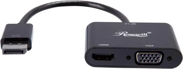 Alt view image 2 of 2 - Rosewill DP122HV-6-BK DisplayPort 1.2 to HDMI / VGA Adapter