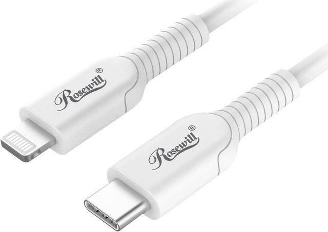 Rosewill iPhone Fast Charger Cable, USB-C to Lightning Cable, MFi  Certified, for Apple iPhone, iPad Pro, AirPods, Supports Power Delivery and  480Mbps Data Transfer Speed, White, 3 Feet - RCCC-21004 