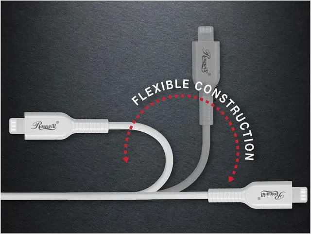 Alt view image 3 of 5 - Rosewill iPhone Fast Charger Cable, USB-C to Lightning Cable, MFi Certified, for Apple iPhone, iPad Pro, AirPods, Supports Power Delivery, White, 6 Feet, 3-Pack - RCCC-21006